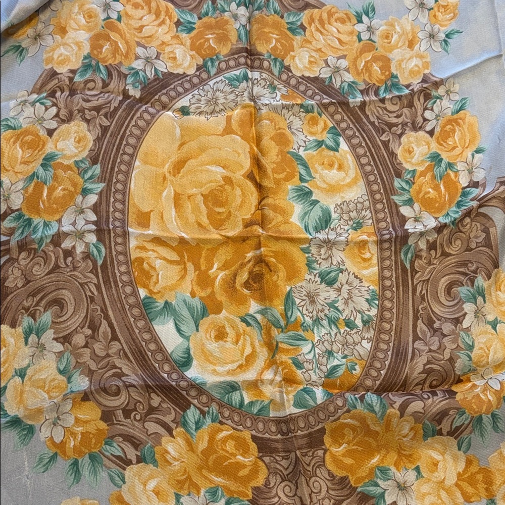 Dior Floral Silk Scarf - Blue and Gold - Picture 5 of 9